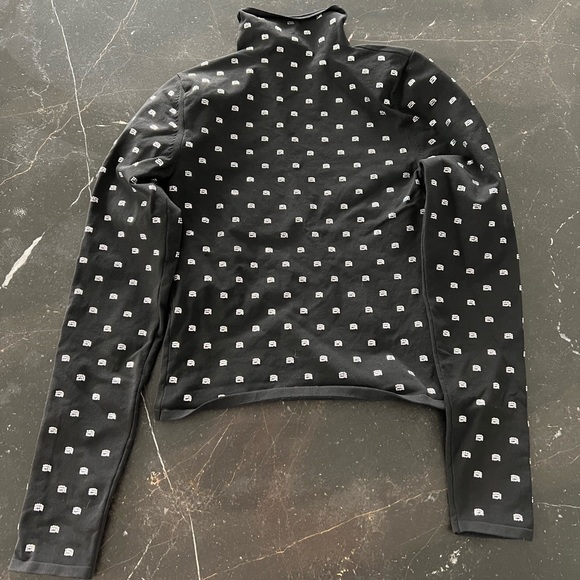 ALEXANDER WANG CRYSTAL LOGO TURTLENECK LONG SLEEVE SHIRT - Picture 2 of 7